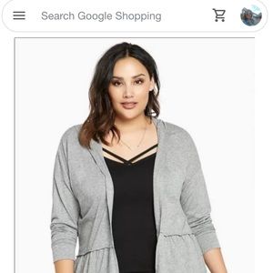 Torrid Grey hooded open front cardigan